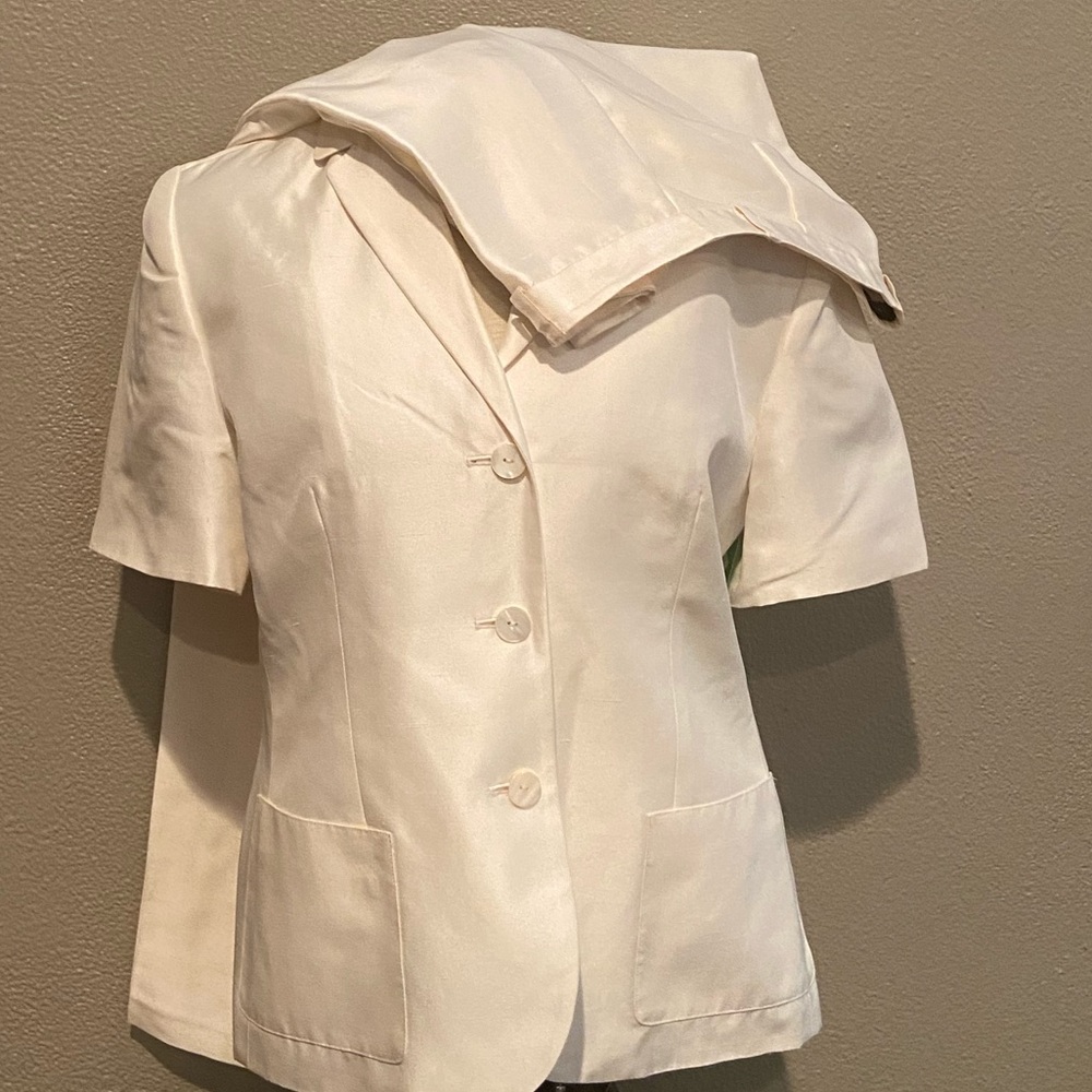 100% silk Josephine Chaus pant suit in dreamy creamy white